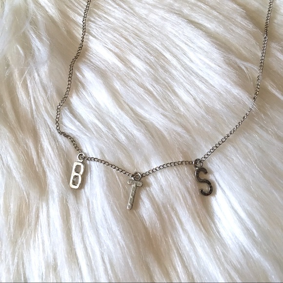 BTS Silver Chain Spellout Letters Necklace - Picture 2 of 7